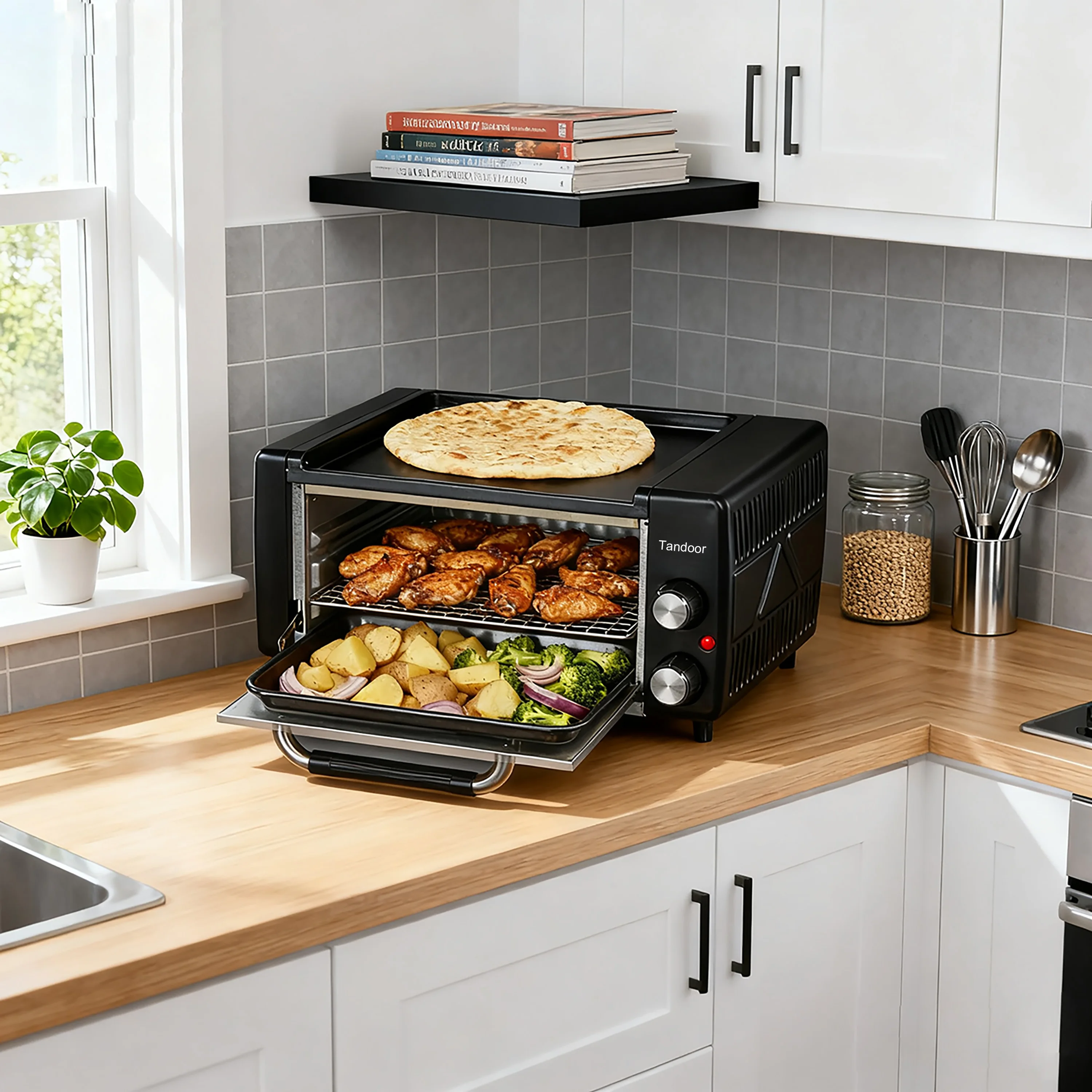 Picture 4: Household Electrical Tandoor Oven for Kitchen Use Fast Cook Pizza, Naan Bread, Chapati,Roti, Lahmacun,Manakish,Chicken,Steak