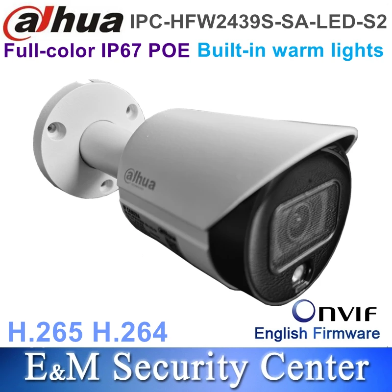 Original Dahua IPC-HFW2439S-SA-LED-S2 4MP POE IP67 Lite Full-color Fixed-focal Bullet Network Camera