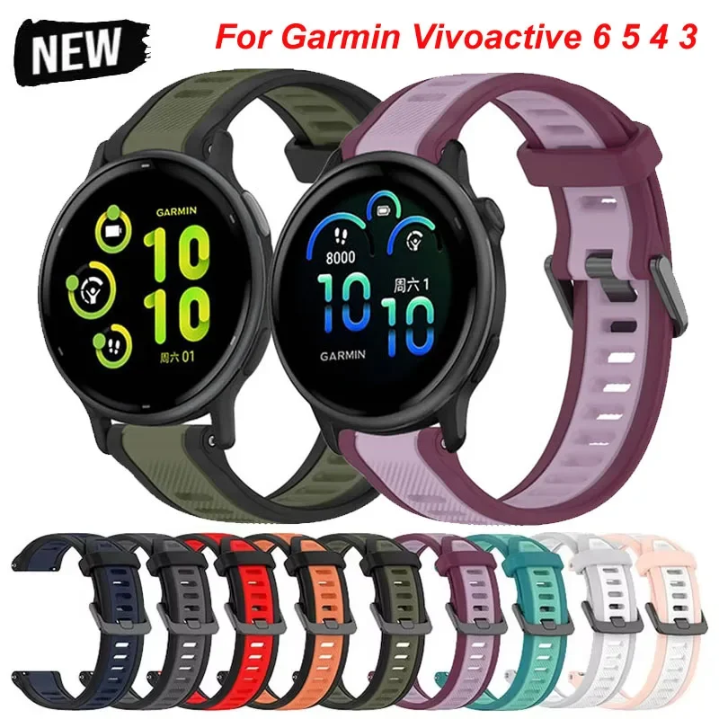 22mm 20mm Silicone Band For Garmin Vivoactive 6 5 4 3 Watch Strap For Garmin Forerunner 255 265 645 745 965 55 158 Venu 2 3 SQ 2