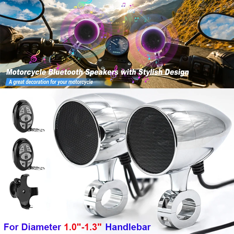 

1 Set 3inch Waterproof Motorcycle Bluetooth Speaker Kit for 1.0"-1.3" Diameter Handlebar