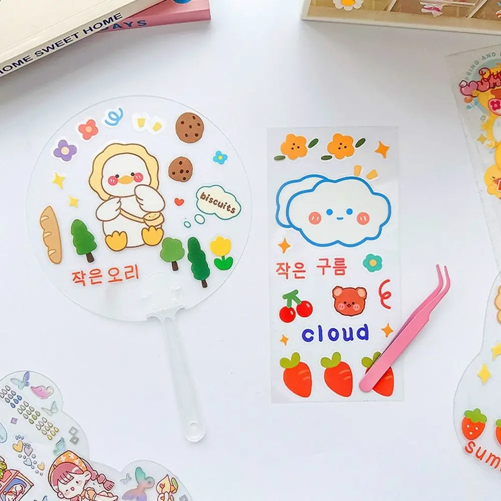 Funny DIY Transparent Hand Fans Portable Cute DIY Blank Fan Handicrafts Graffiti Fan Children's