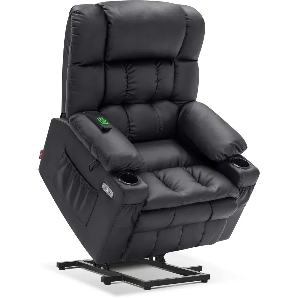 Black massage chair Medium Dual Motor Power Lift Recliner Chair with Massage and Heat for Elderly Cup Holders, Extended Footrest