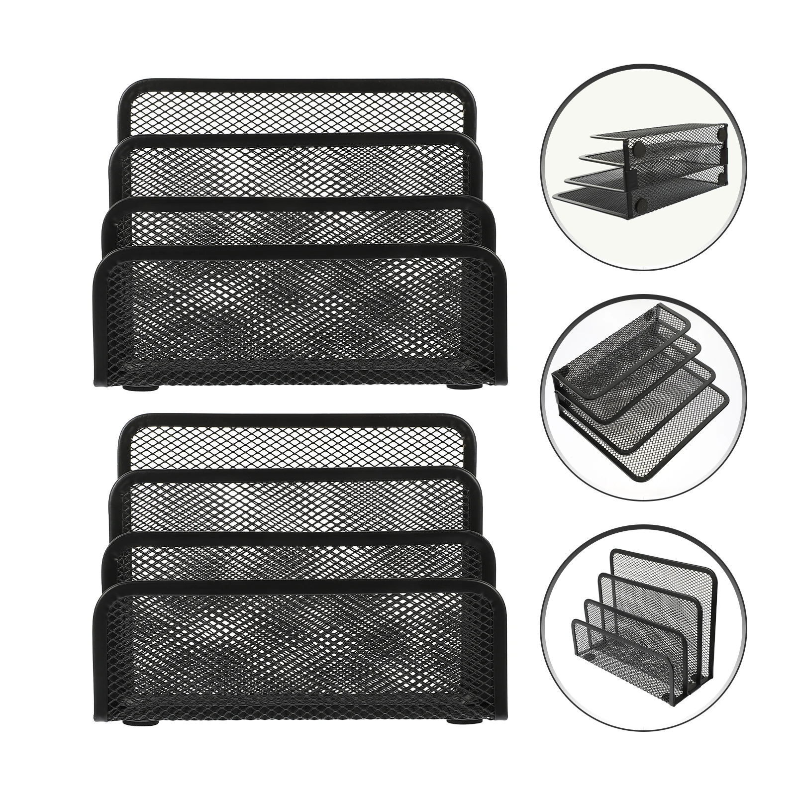 

2 Pcs Drawer Books and Documents Shelf Office Storage Shelves Iron Organizers File