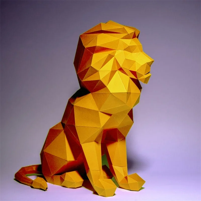 45cm Lion Paper Model Home Decor Corridor Ornament Room Decoration Papercraft 3D DIY Hand Made Creative Toys Sculpture Props