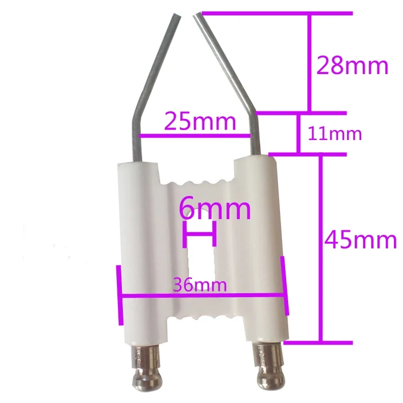 Eletrodos de ignição tipo H para queimador de óleo BT10 Eletrodo cerâmico Pino duplo de ignição cerâmica