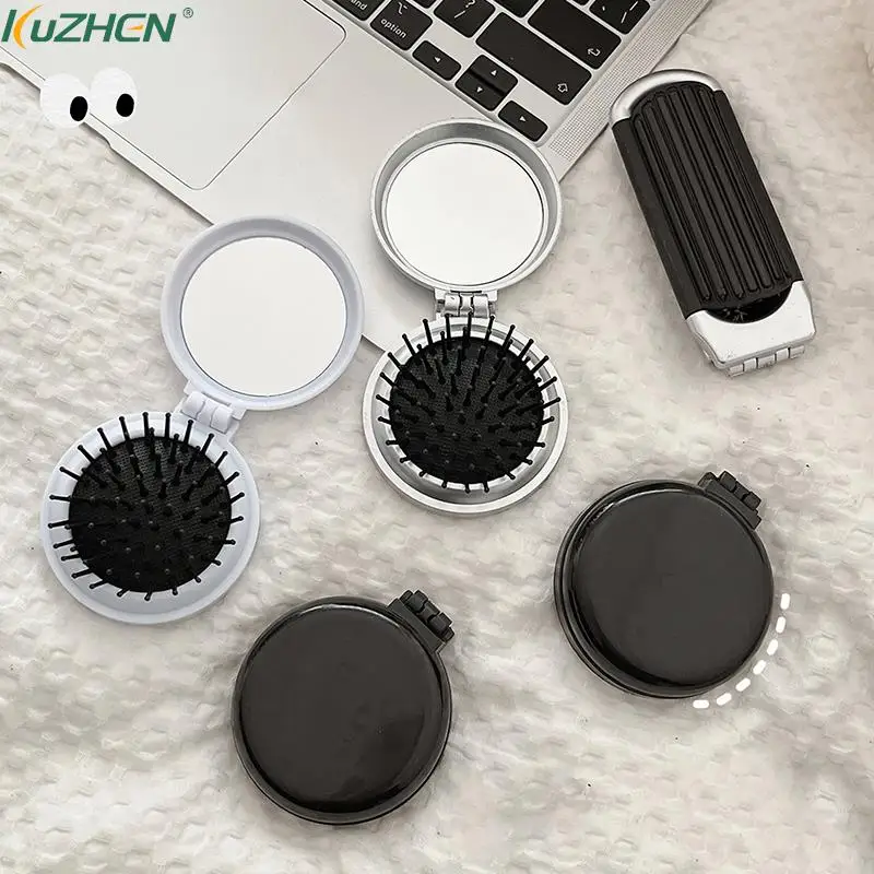 

1Pcs Mini Hairbrus Folding Massage Comb Head Massage Anti-Static Portable Travel Hair Brush Girl Hair Combs With Mirror