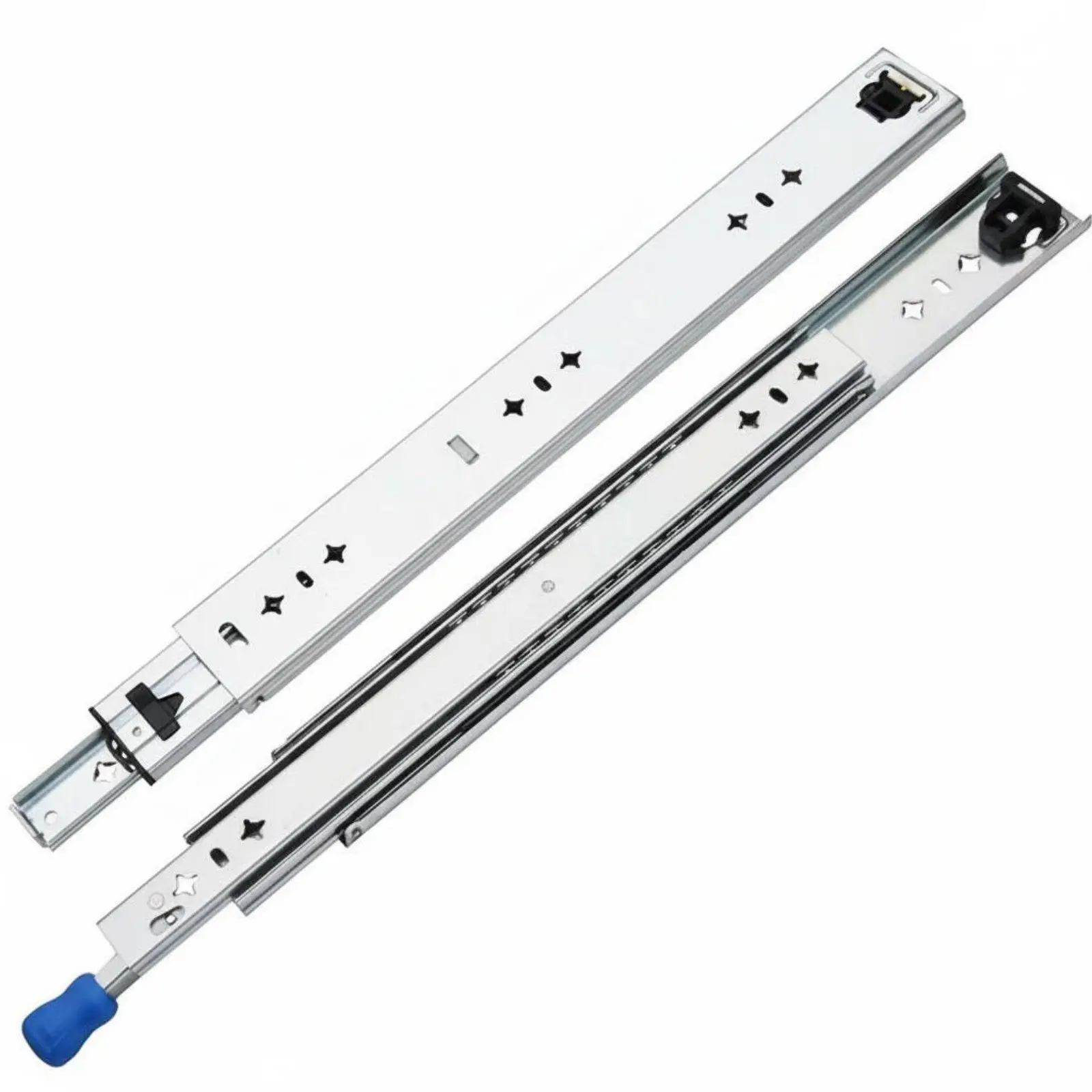 Industrial Drawer Slides 3 Stage Silent Ball Bearing Glide Lock Rail for Mobile Tool Chest Home and Office Use