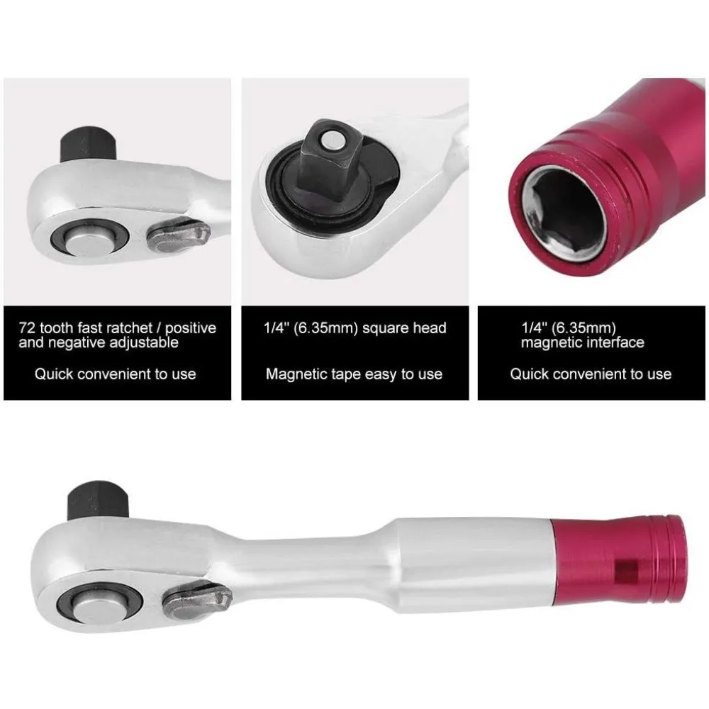 Klucz nasadowy z grzechotką Fydun Mini 1/4 cala, 72 zęby, narzędzie naprawcze do pojazdów, zestaw kluczy nasadowych (85 mm)