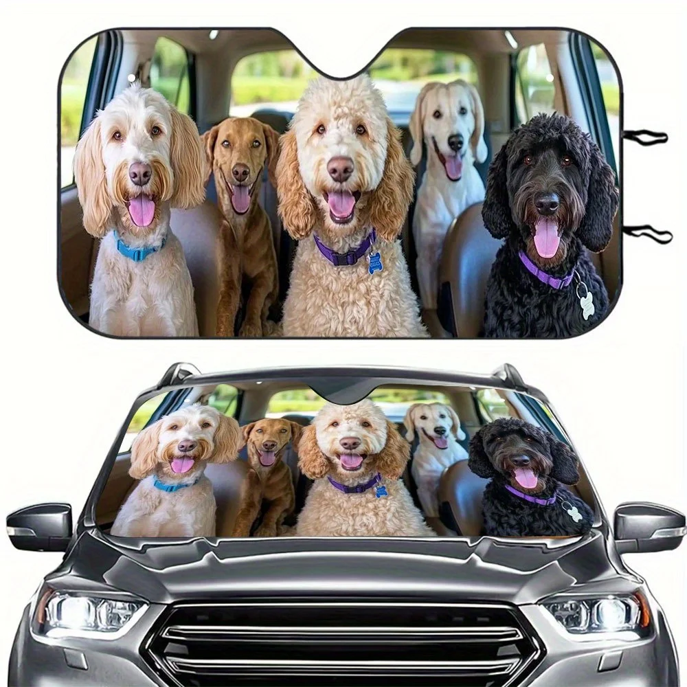 

1 шт. солнцезащитный козырек на лобовое стекло с забавным рисунком собаки — 57,09x27,56 дюймов, складной автомобильный чехол с 2 присосками для внедорожника, автофургона, Tr