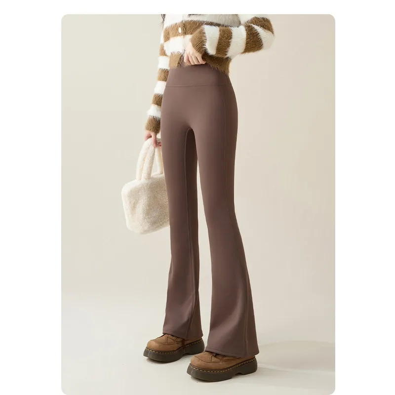 High Waist Flare Pants Slimming Bootcut Trousers Stretchy Yoga Leggings Casual Long Pants Autumn Winter Warm and Plush Bottoms
