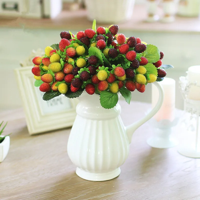 1 pcs Artificial Fake Plants Raspberry Simulation Fruit Plastic Berry Strawberry Decorative Flower for Home Decoration