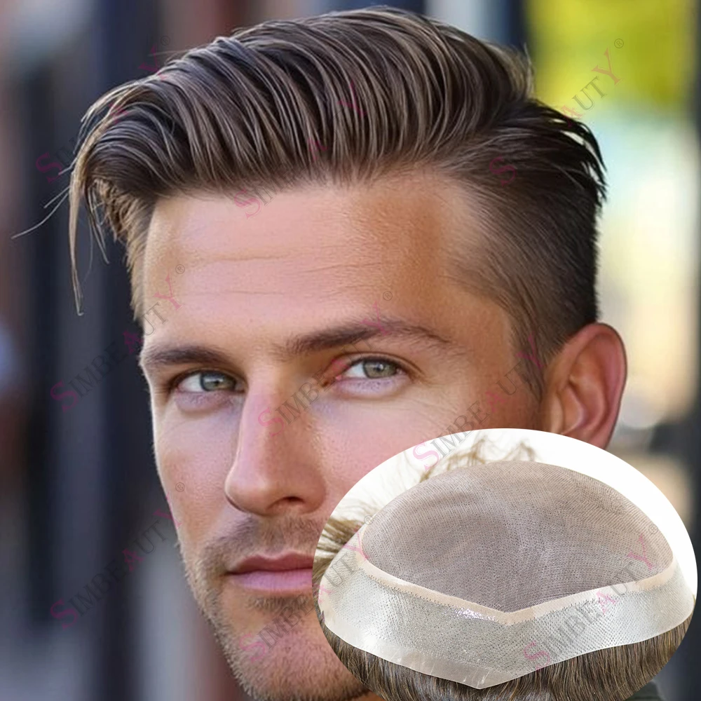 

Мужской супер реалистичный дышащий прочный монопарик из искусственной кожи темно-коричневого цвета # 2 натуральных человеческих волос, лысая прямая/волнистая система, шиньон