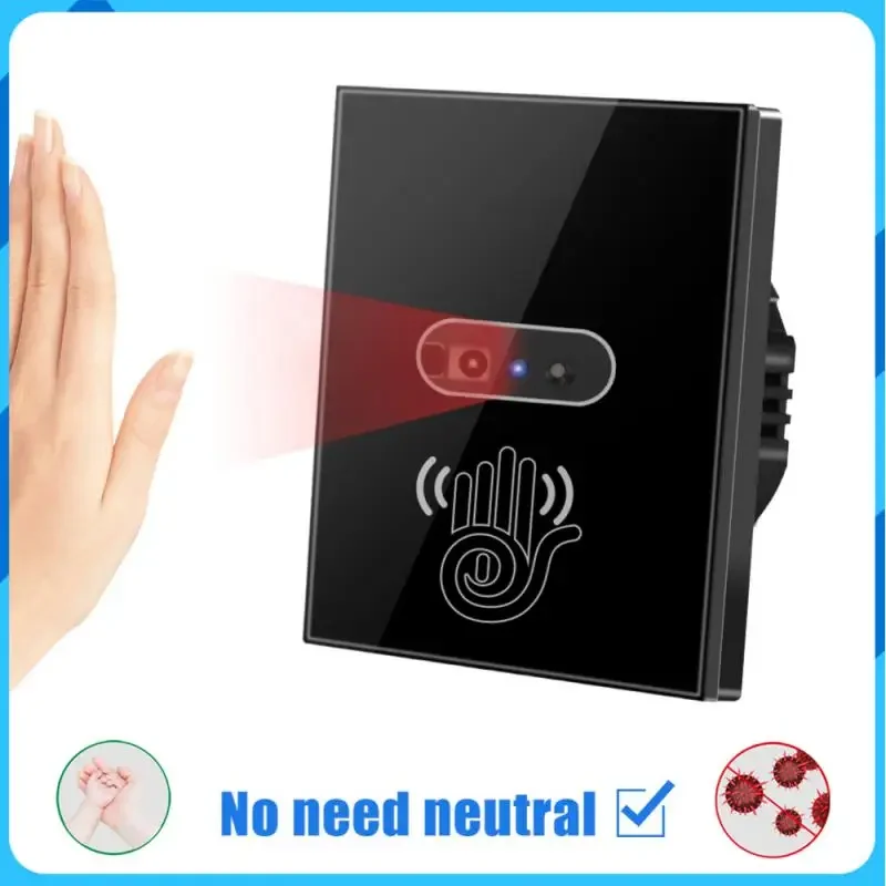 

Intelligent Home Eu Touchless Infrared Sensor Wall Switch No Neutral Wire Tempered Glass Panel Power On Off