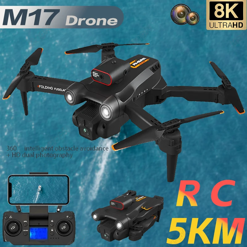 New M17 Rc Drone 8K High-Definition Three-Camera G Gps Optical Flow Positioning Professional Aerial Photography Foldable Toy