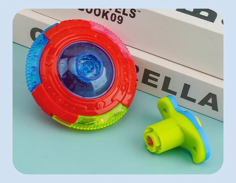 UFO Blinkende Flügel Kreisel Kinder Gyro Leuchten Spielzeug Kinder LED Musik Gyroskop Launcher Rotierenden Spielzeug Spaß Geburtstag Party Gefälligkeiten – Detail 12