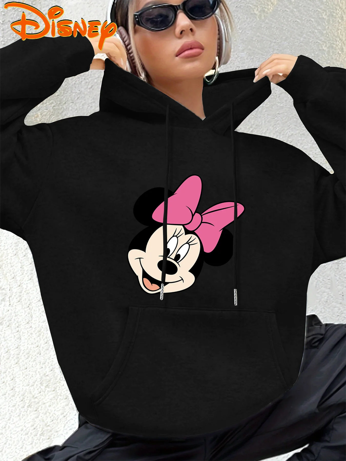 

Толстовки с капюшоном Disney Minnie Mouse, модная уличная одежда большого размера, толстовки унисекс, осенне-зимние флисовые повседневные универсальные толстовки
