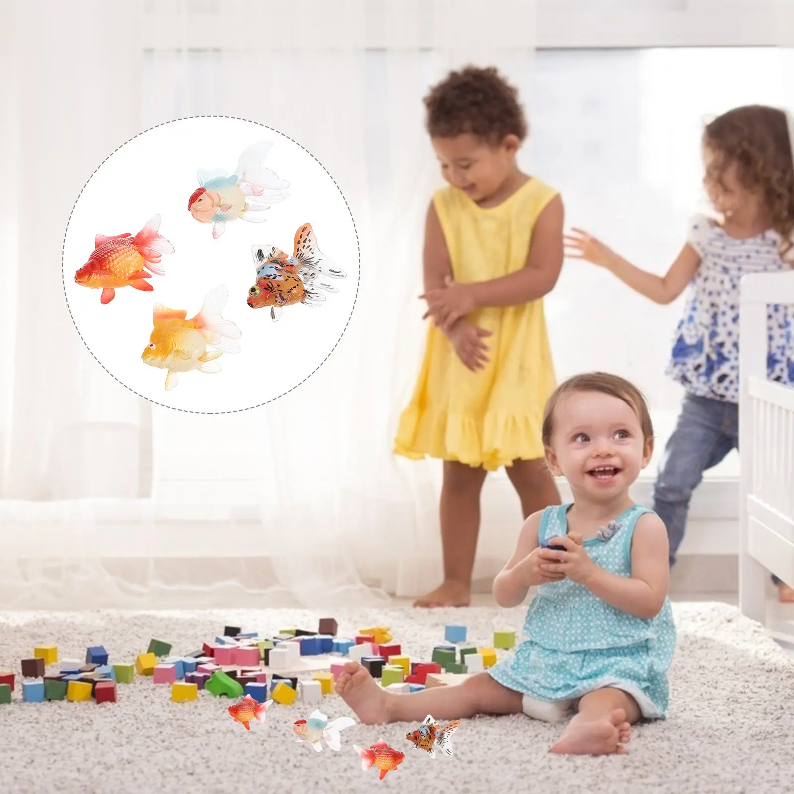 

4Pcs Simulation Artificial Fish Set Colorful Lifelike Plastic Fish Decoration for Party Supplies Educational Ocean