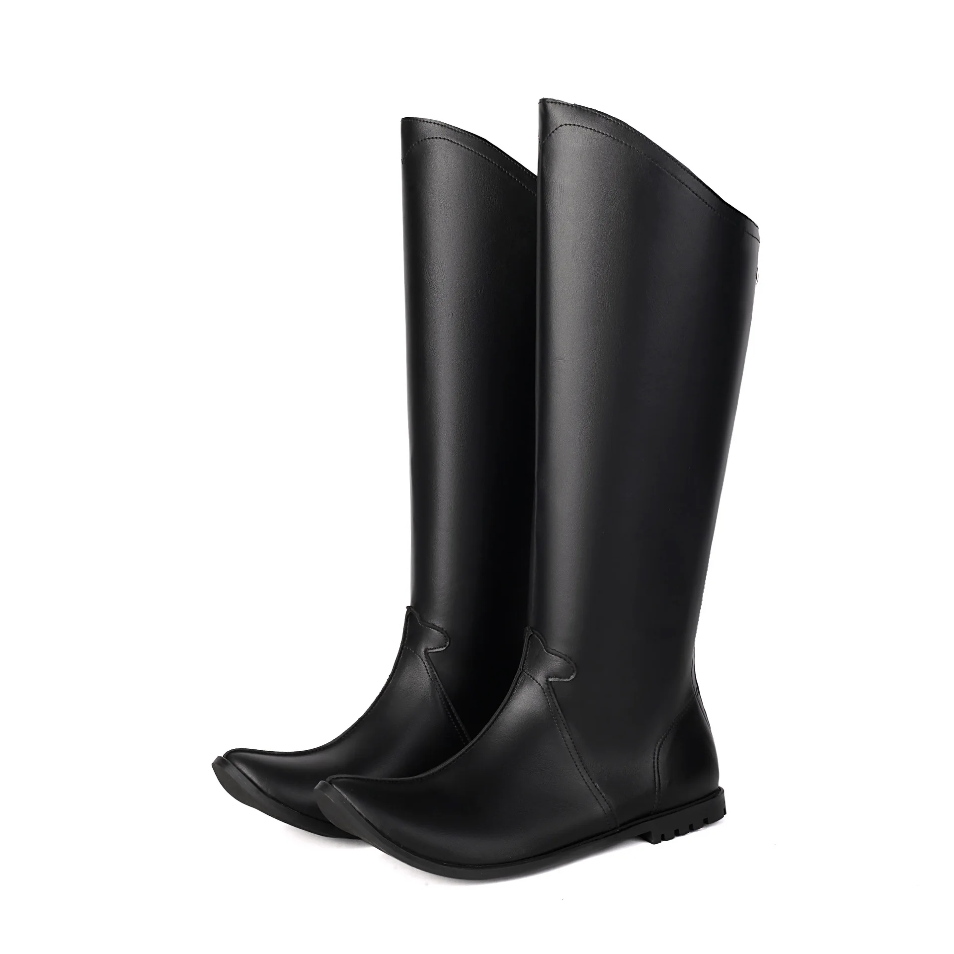 Vintage Renaissance Spitze Kniehohe Stiefel für Damen, Schwarz, mit Reißverschluss Hinten, Kniehohe Piratenstiefel, Elfen-Halloween PU-Leder Hohe Schuhe – Detail 10