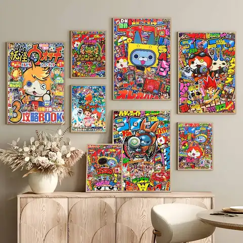 Yo Kai Watch Anime Classic Movie Posters Fancy Wall Sticker For Living Room Bar Decoration Room Wall Decor