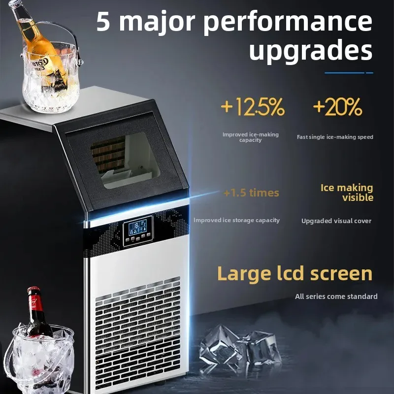 For Cross-border commercial ice machine milk tea shop KTV hotel coffee automatic 55/70kg ice cube making machine