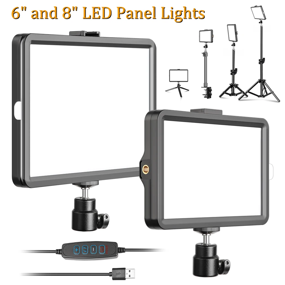 

SH 6 inch LED Video Light For Live Streaming Photo Studio Light Panel Photography Dimmable Flat-panel Fill Lamp 3300-5600K