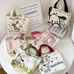 Sanrio Canvas Bag Kawaii Pochacco My Melody Cartoon Cute Student Handbag Book Shopping Large Capacity Storage Bags Toys Girls