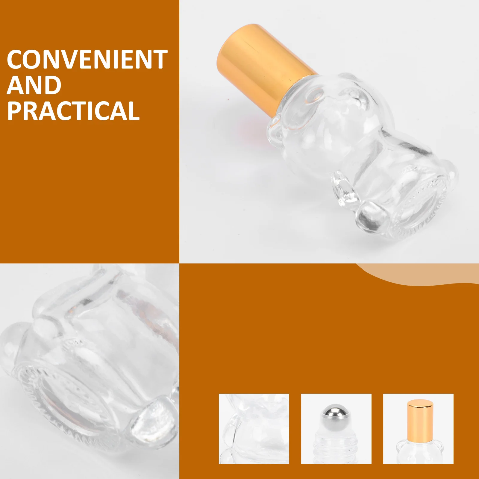 

8Pcs Transparent Bear Roller Bottles 8Ml Refillable Glass Containers for Essential Oil Perfume Travel Portable Liquid Dispenser