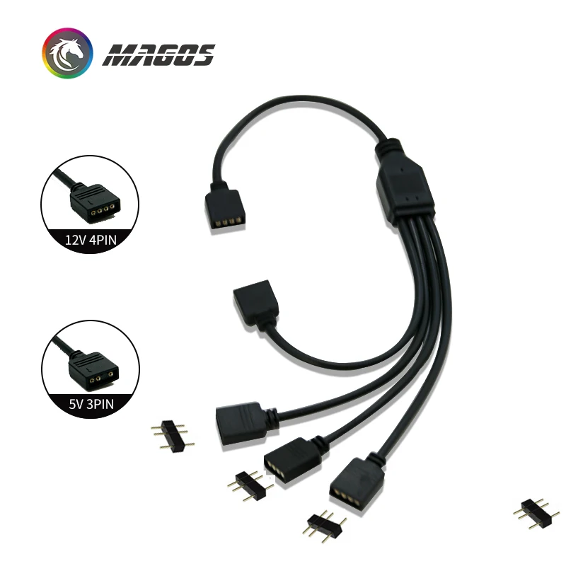 Divisor de sincronización de placa base RGB, 12V, 4 pines, RGB/5V, 3 pines, ARGB, HUB de sincronización, Cable de extensión de transferencia para M/B ASUS GIGABYTE MSI