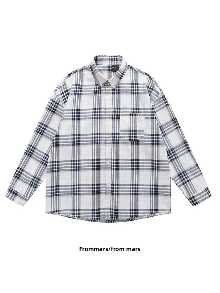 

from Japanese Sle Retro Plaid Long Sve irt ex Loose Casual Sun Protection irt Youth Trend Autumn Wear