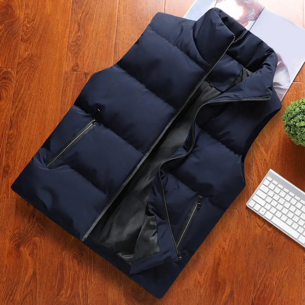 White Vest Jacket Men Slim Fit Stand Collar Sleeveless Puffer Jackets Spring Autumn Casual Waistcoat Men Warm Coat Trends