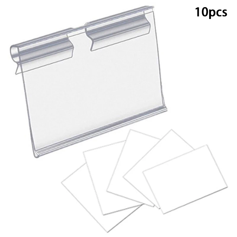 10PCS Clear Plastic Sign Label Holder Wire Shelf Label Merchandise Sign Display Holder Stand Supermarket Shelf Card Rack