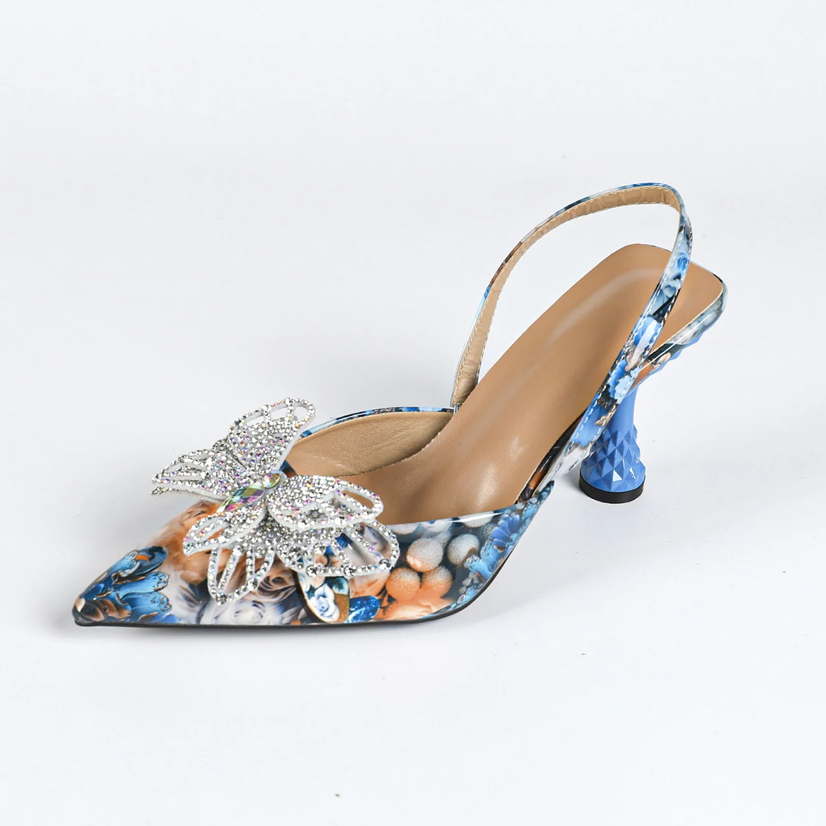 

Women's kitten heel sandals,three-dimensional bow,comfortable low-heeled sandals,novel printed dress shoes,party and dance shoes