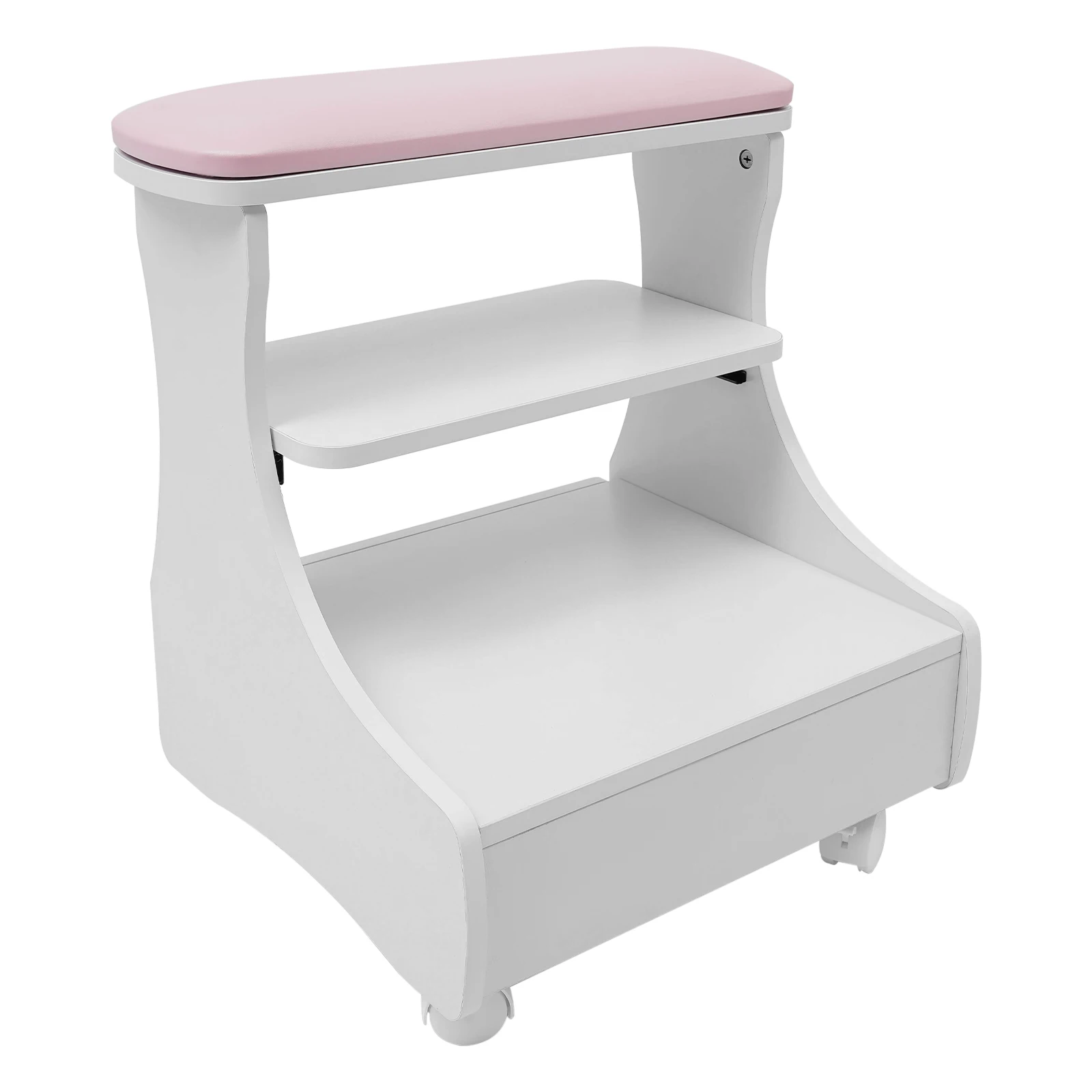 Foot Rest Footbath Stool Pedicure Manicure Funiture Bath Trolley for Foot Bath, with Wheels White, Pink