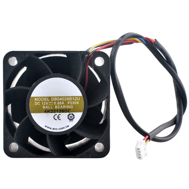 

DB04028B12U Высокоскоростной охлаждающий вентилятор 4 см 40 мм 40x40x28 мм DC12V 0,66A 4-контактный двойной шарикоподшипник 13000 об/мин для источника питания 1U2U