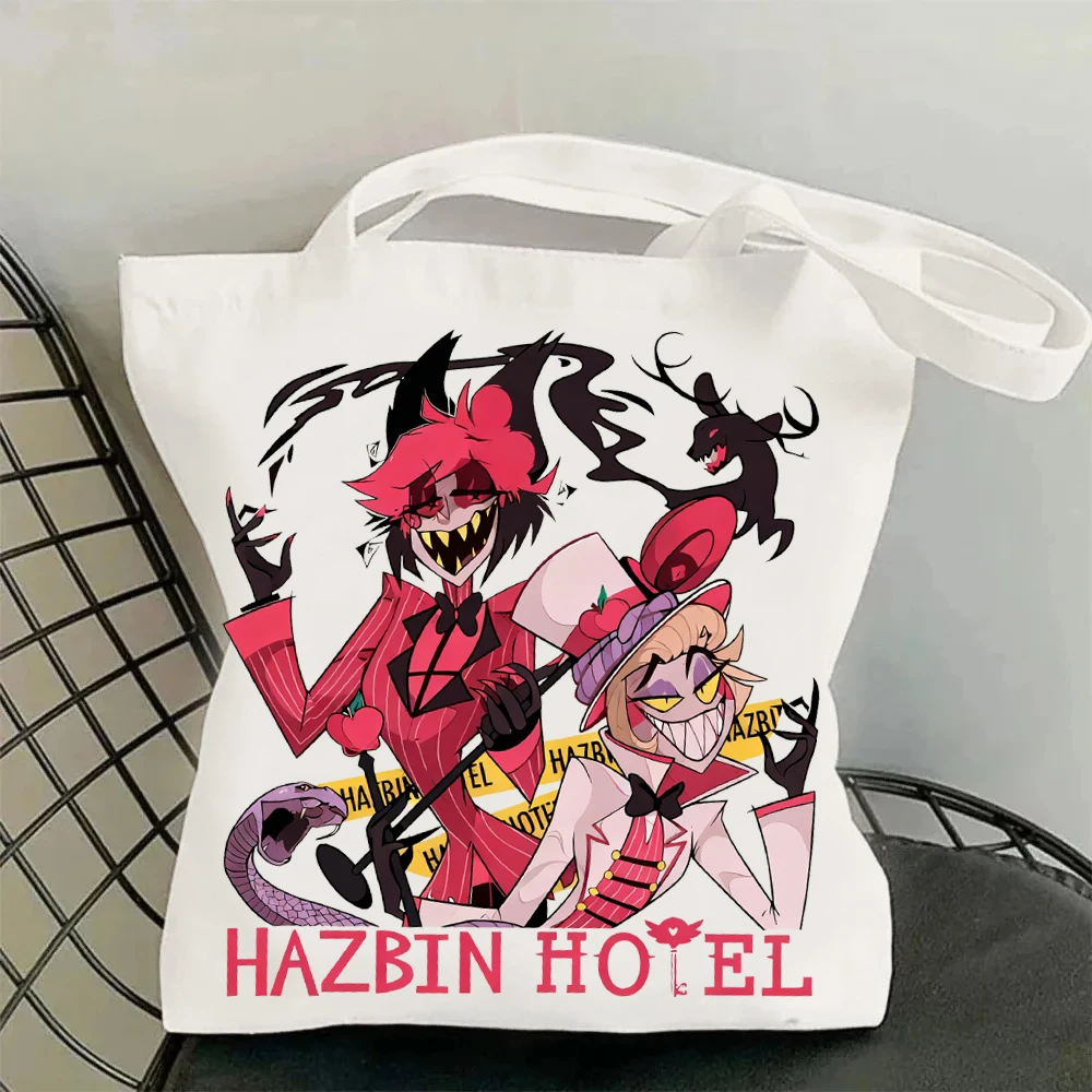 

Холщовая сумка Hazbin Hotel Alastor and Luccifer, большая сумка для покупок, сумка для покупок для фанатов, подарок