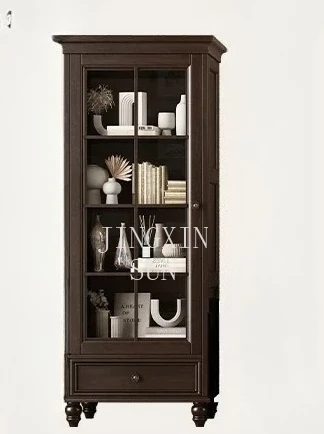 American all solid wood edge cabinet bookcase single door living room locker