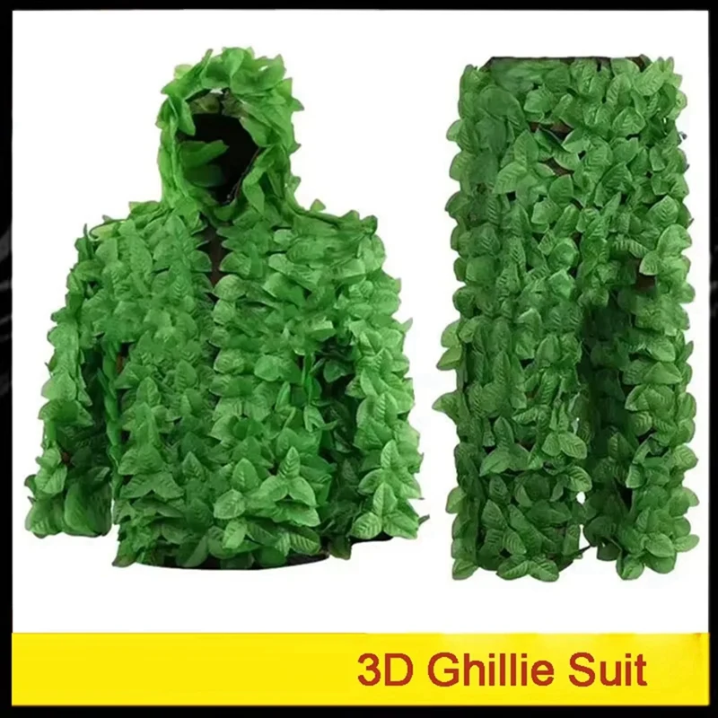 ABNM 3D 생체 공학 사냥 Ghillie 정장 잎 위장 정글 사냥 의류 조류 관찰 의류