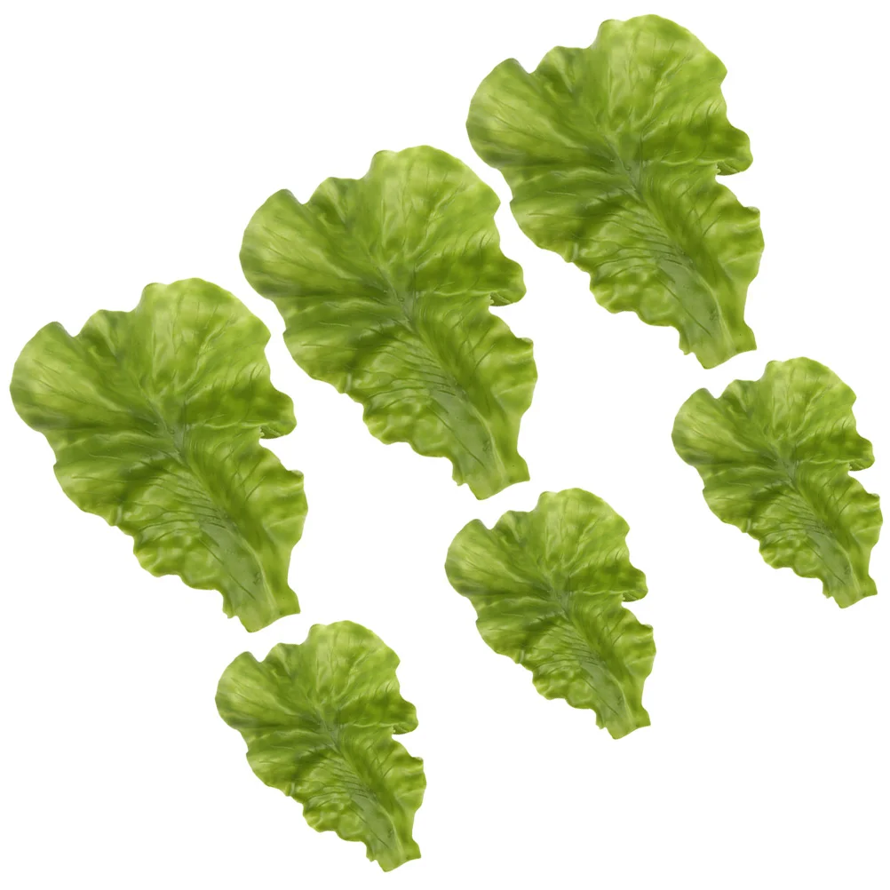 

6 Pcs Artificial Lettuce Leaves Lifelike Adornment Restaurant Leaf Props Plants False Pu