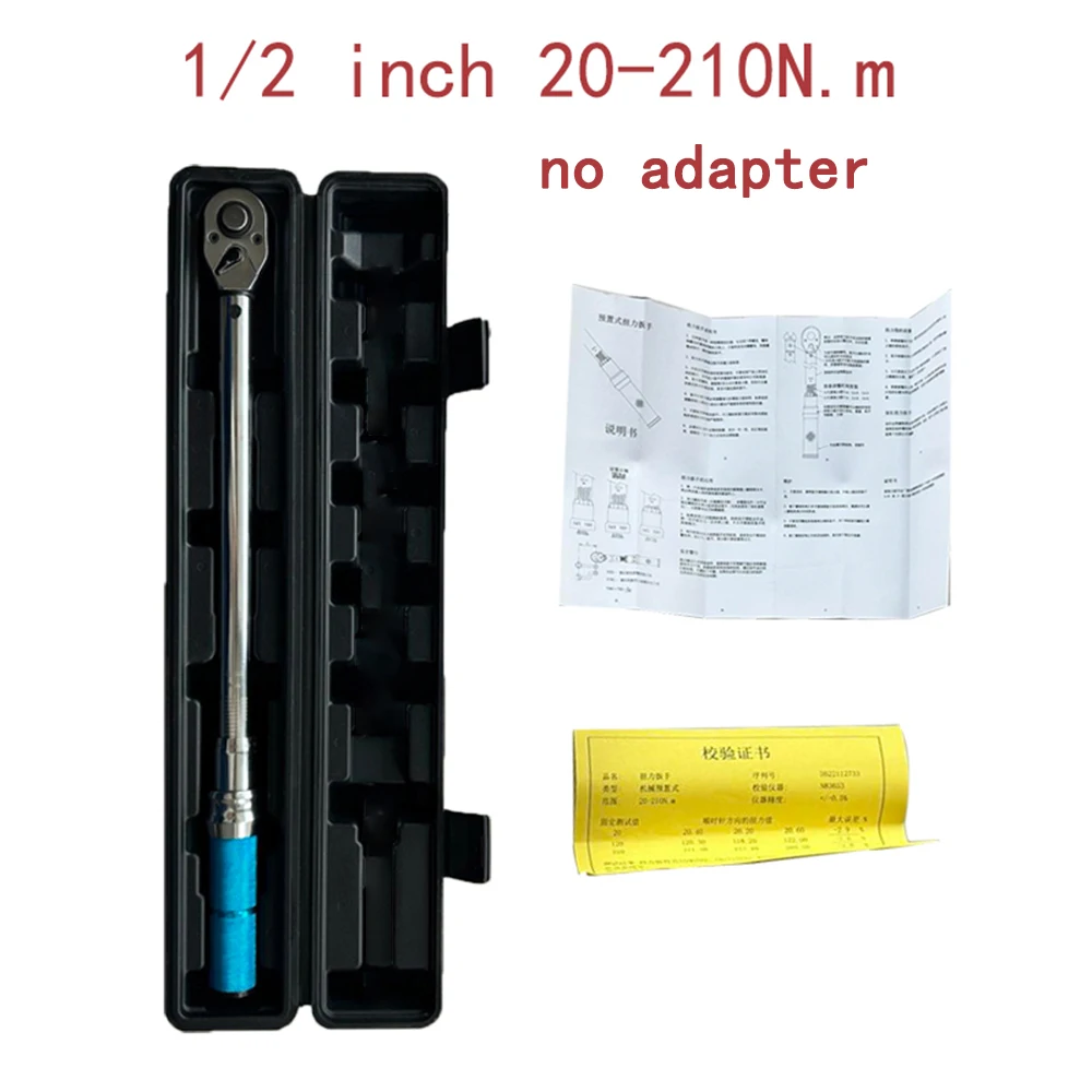 

1/2'' Ratchet Torque Wrench 20-210Nm Precisions Adjustable Reversible Head Bit Torque Key High Automotive Car Repair Hand Tools