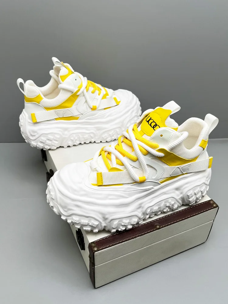 Breathable Mesh Casual Shoes Men's Fashionable Versatile High Top Dad Sneakers Thick Bottom Heightening Summer New Arrival