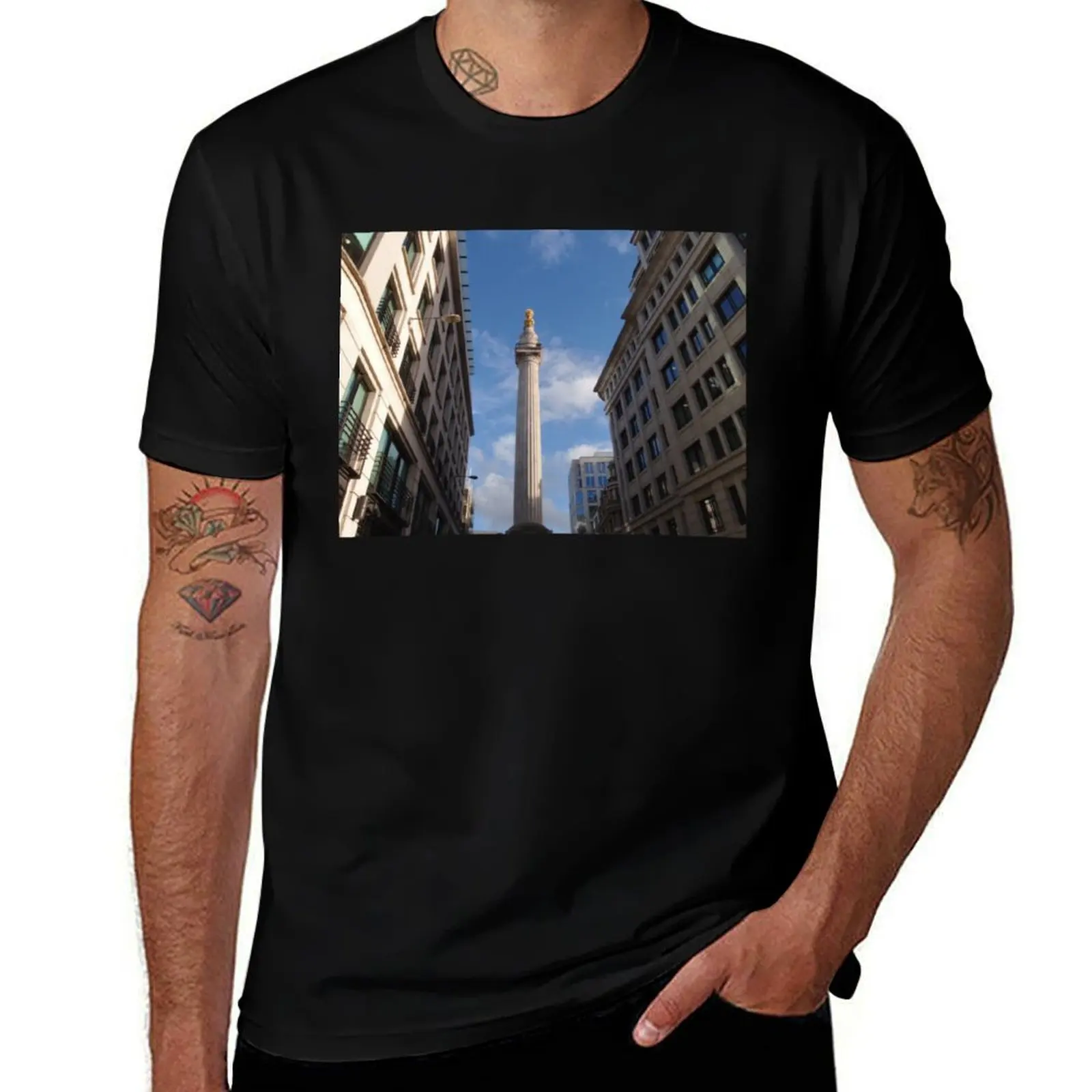 London The Monument T-Shirt Summer Holiday Casual Tee T-Shirt