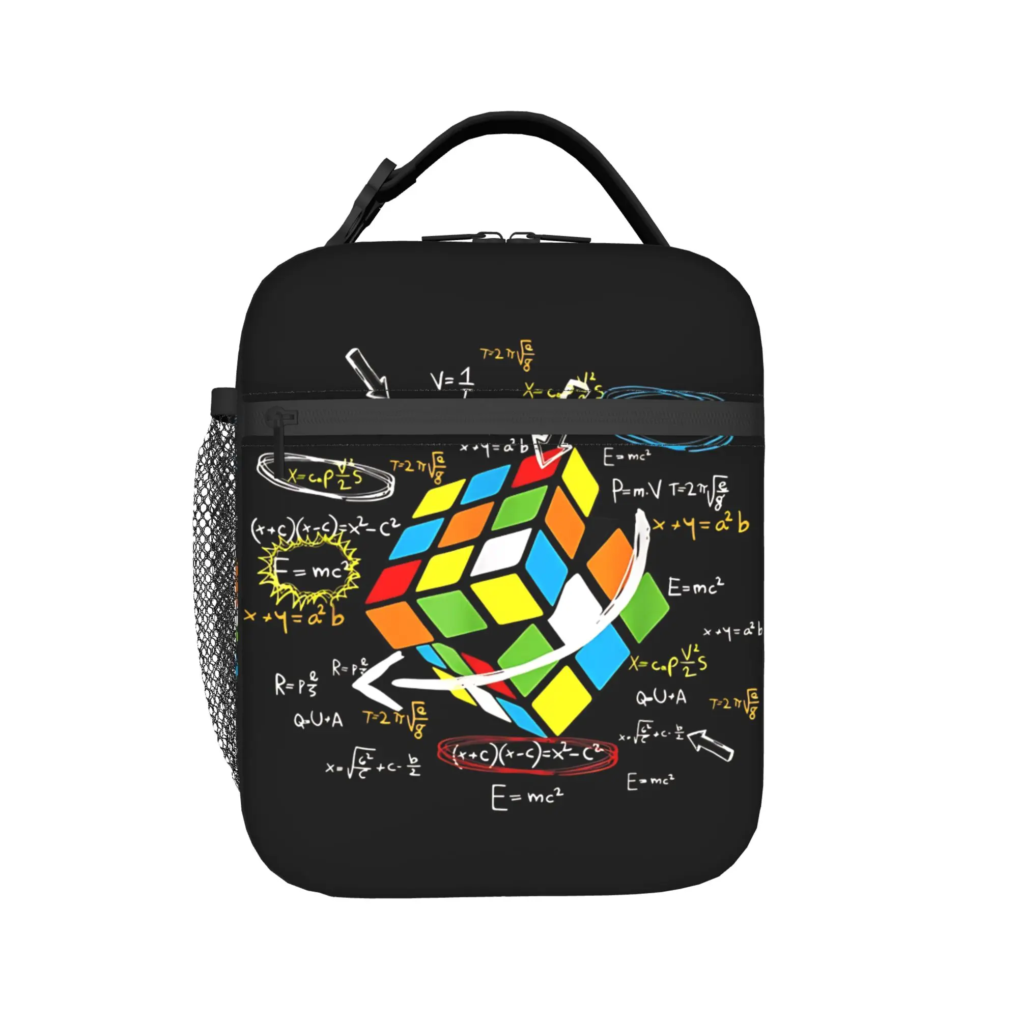 Math Player Rubics Cube Math Lovers Mathematics Lunch Bag School Portable Insulated Thermal Tote Handbags For Child Cooler Bag