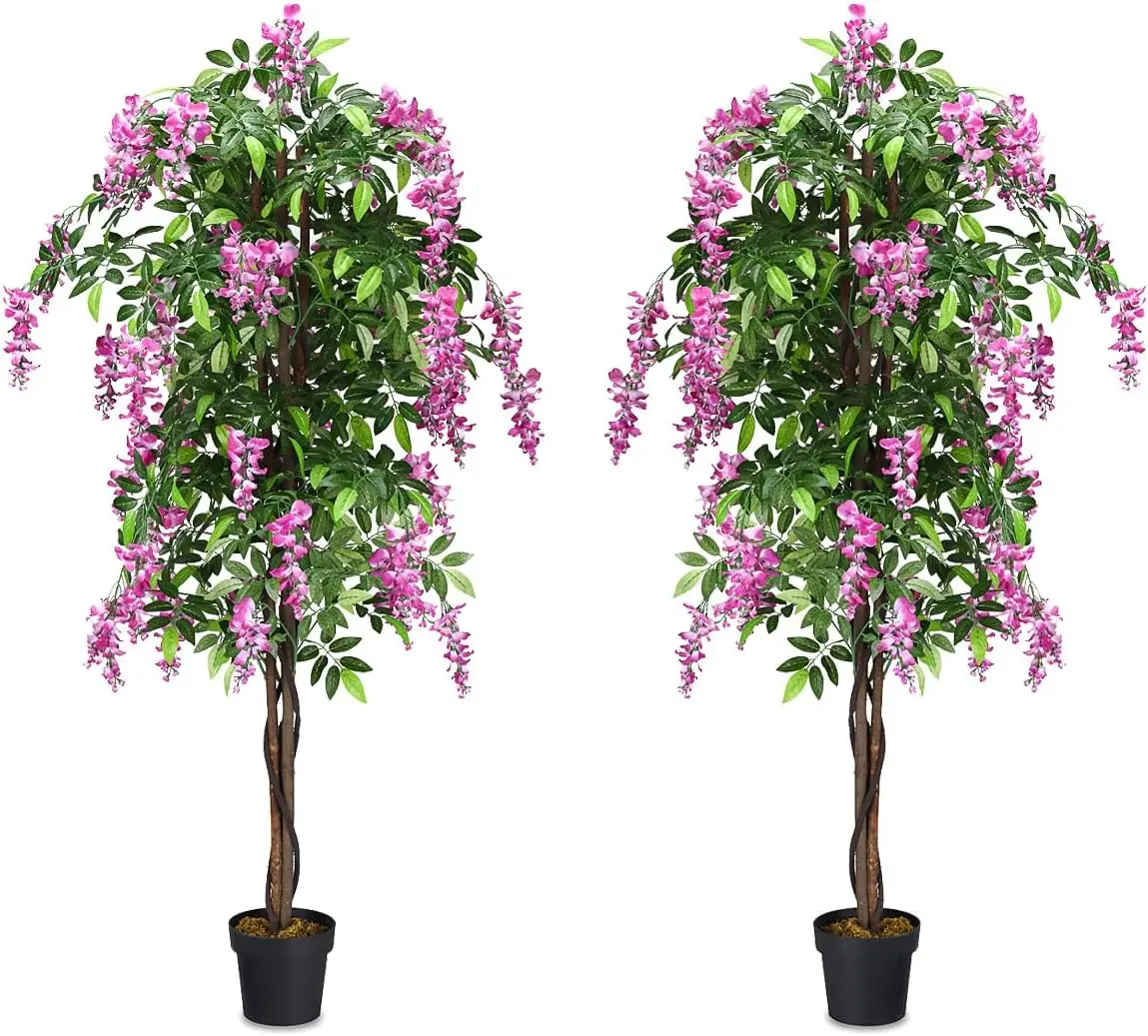 Safeplus 6FT Ficus ต้นไม้ปลอมสำหรับตกแต่งในร่มและกลางแจ้ง