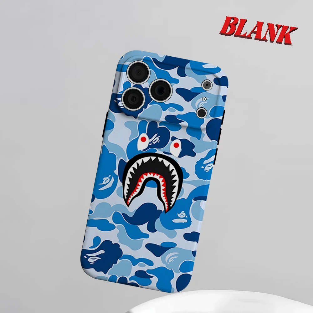 Capa de Celular 2 em 1 Camuflada Azul B-Bape-s para iPhone 17 16 15 14 13 Pro Max Air 16e INS Flower, Capa Protetora Rígida de PC com Bumper