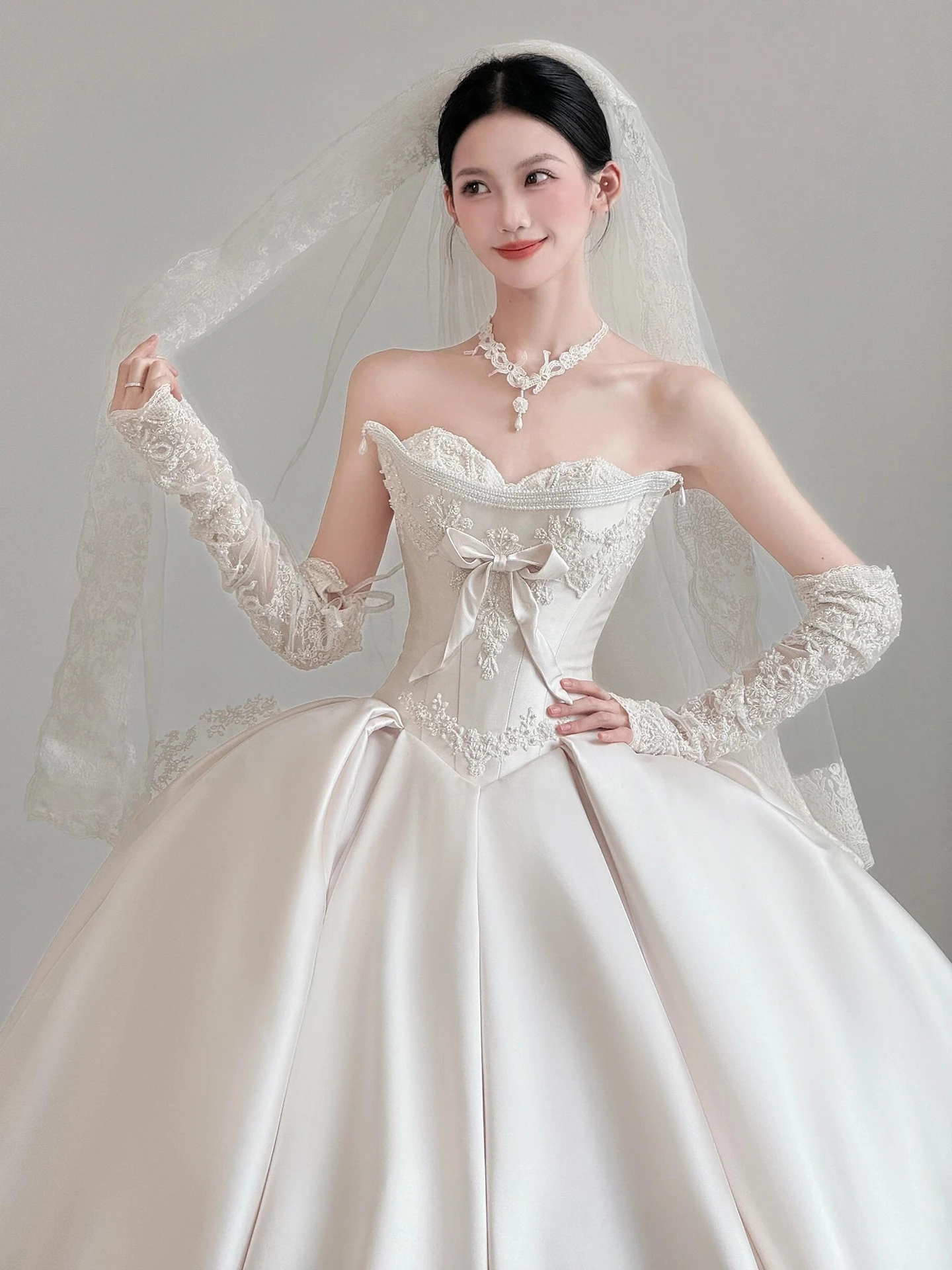 

Satin Fabric Bridal Gown Svel Long Train Wedding Dr Lightweight Ele Simple Design for ort Women New 2025