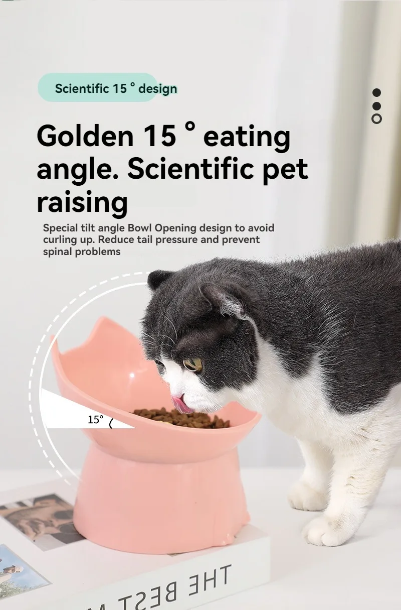 1/2 pcs Cat bowl with long ears and high feet bowl with cat and dog neck protection and anti-overturning plastic raised pet bowl