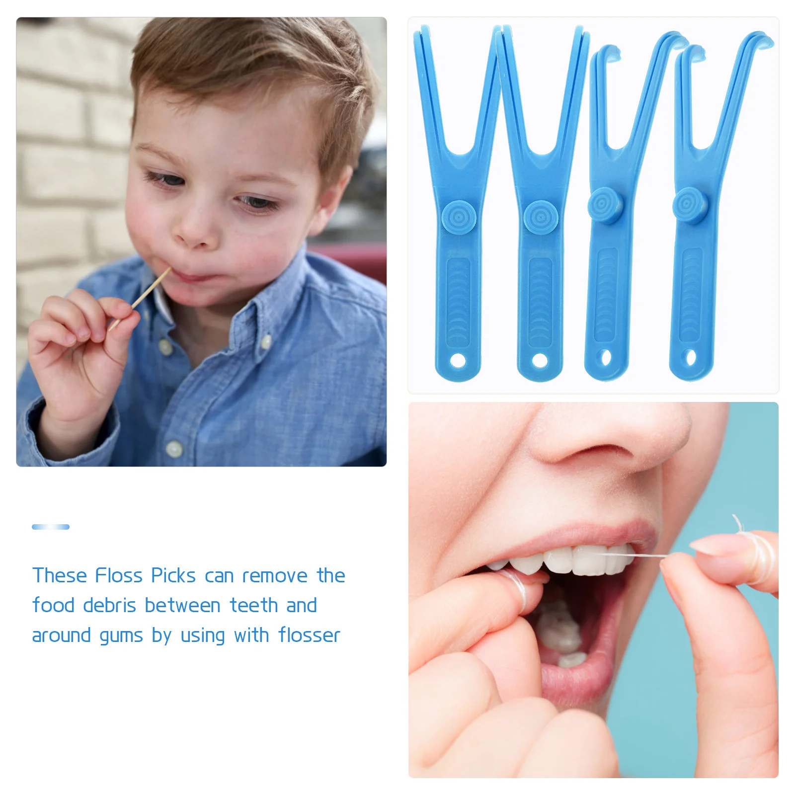 4pcs Reusable Dental Floss Holders Refillable Floss Sticks Y-Shaped Handle Portable Teeth Cleaning Tools Lightweight Durable