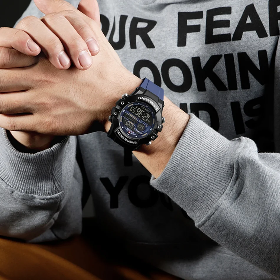 

Новые многофункциональные мужские часы NAVIFORCE, газовые фазы, силиконовый ремешок, цифровой экран дисплея, электронные спортивные мужские часы для мальчиков