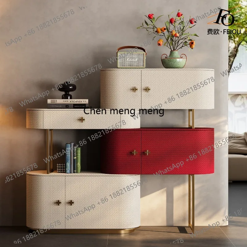 

Premium light luxury wine cabinet custom decorative bookcase marble storage porch side cabinet