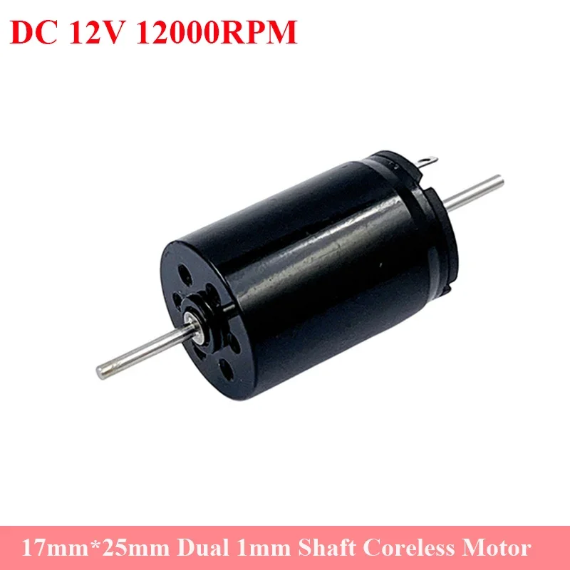 

Mini 1725 17mm*25mm Coreless Motor Dual 1.5mm Shaft DC 12V 12000RPM High Speed Double Ball Bearing Engine for Car Railway Trains